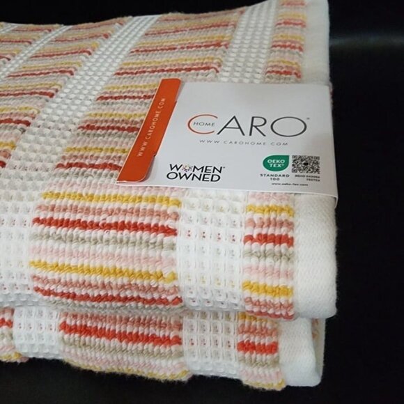 Caro Home 8pc Striped Autumnal Multicolor Cotton Towel Set 2 Bath 2 Hand 4 Tip - Picture 3 of 10